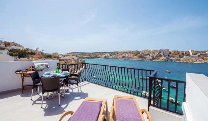 Harbour Lights Seafront Penthouse, with large terrace with stunning panoramic sea views - by Getawaysmalta